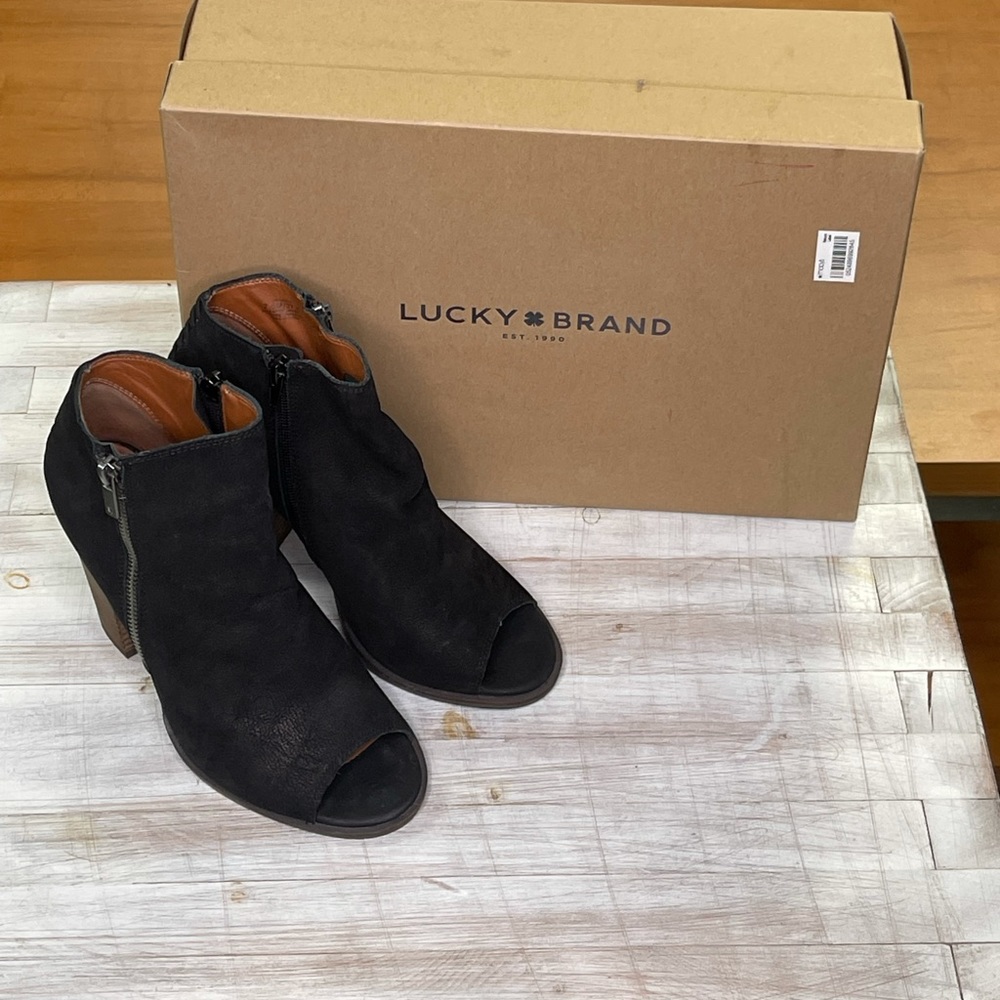 Lucky Brand Bkack Open Toe Ankle Boot